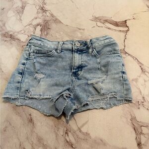 High rise shortie denim shorts